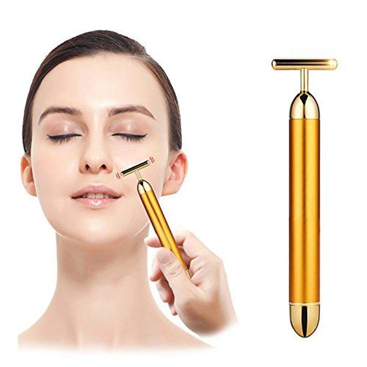 24K Gold Energy Beauty Bar Electric Facial Massage Roller