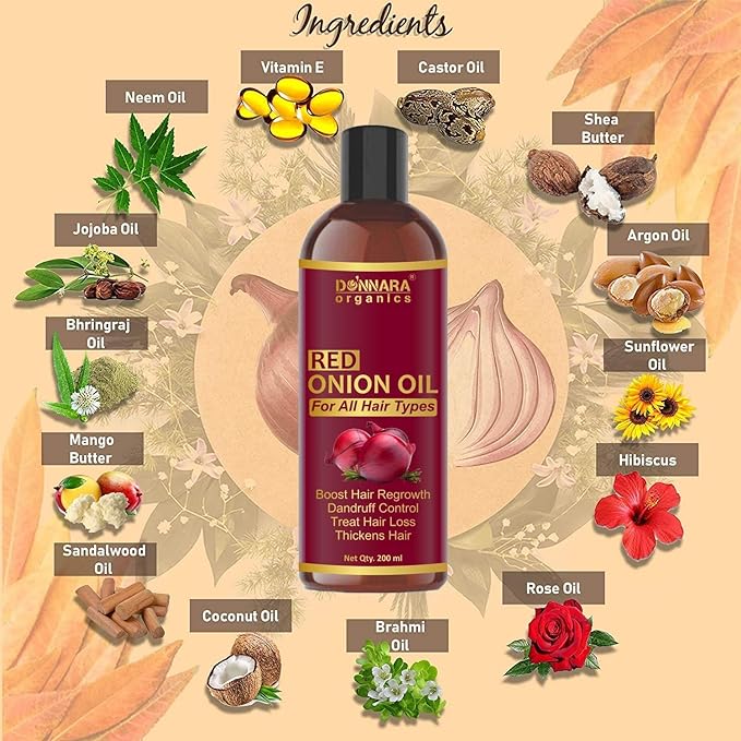 Donnara Organics Red Onion Hair Oil (200ml) Unisex