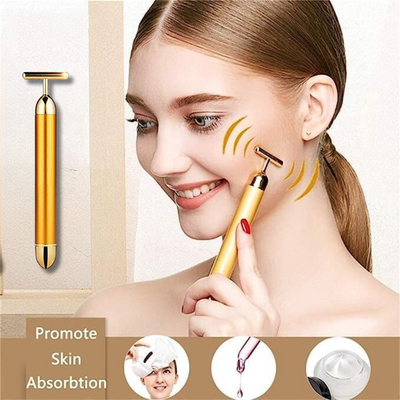 24K Gold Energy Beauty Bar Electric Facial Massage Roller